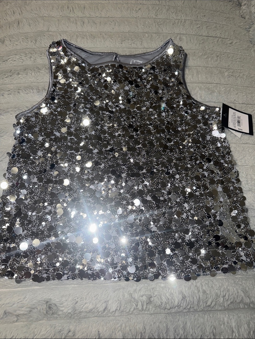 art class Silver Sequin Sleeveless Tank Top